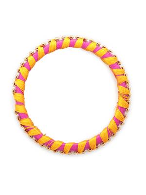 Girls Pink Stone Chain Wrapped with Silk Thread Bangle 2