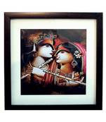 Radha Krishna Satin Matt Texture Framed UV Art Print