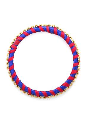 Girls Red Stone Chain Wrapped with Silk Thread Bangle 2