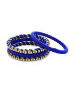 Girls Blue Stone Chain Wrapped with Silk Thread Bangle