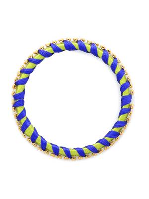 Girls Blue Stone Chain Wrapped with Silk Thread Bangle 2