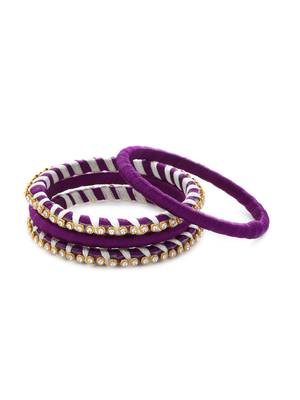 Girls Purple Stone Chain Wrapped with Silk Thread Bangle 1