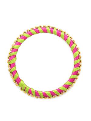 Girls Green Stone Chain Wrapped with Silk Thread Bangle 2