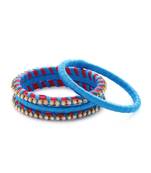 Girls Blue Stone Chain Wrapped with Silk Thread Bangle