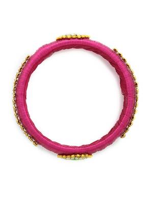 Girls Pink Stone Chain / Beads Silk Thread Bangle 2