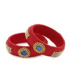 Girls Red Stone Chain / Beads Silk Thread Bangle