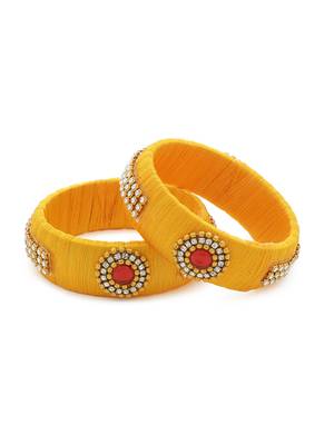 Girls Gold Stone Chain / Beads Silk Thread Bangle 1