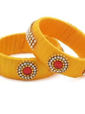 Girls Gold Stone Chain / Beads Silk Thread Bangle 3