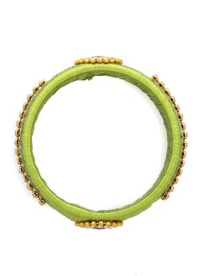 Girls Green Stone Chain / Beads Silk Thread Bangle 2