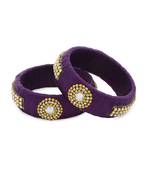 Girls Purple Stone Chain / Beads Silk Thread Bangle