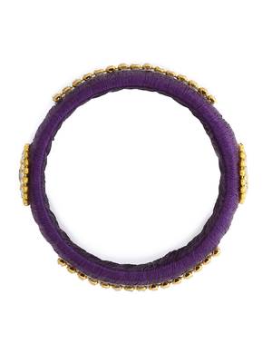 Girls Purple Stone Chain / Beads Silk Thread Bangle 2