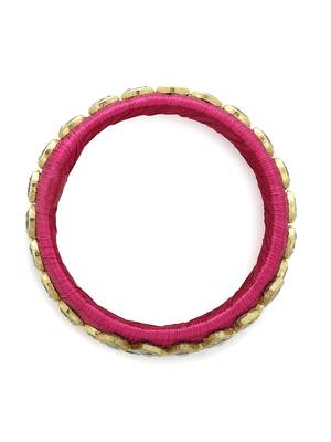 Girls Pink Kundan Stone Silk Thread Bangle 2