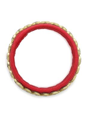 Girls Red Kundan Stone Silk Thread Bangle 2