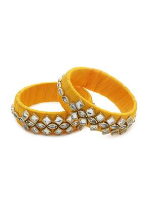 Girls Gold Kundan Stone Silk Thread Bangle 1