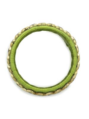 Girls Green Kundan Stone Silk Thread Bangle 2