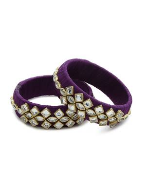 Girls Purple Kundan Stone Silk Thread Bangle 1