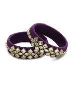 Girls Purple Kundan Stone Silk Thread Bangle