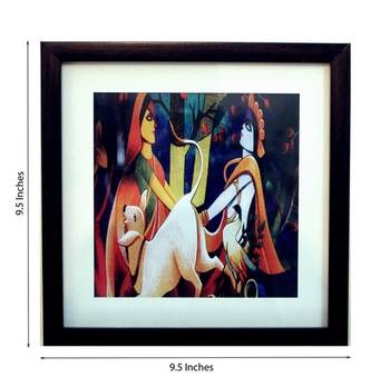 Radha Krishna Satin Matt Texture Framed UV Art Print 2