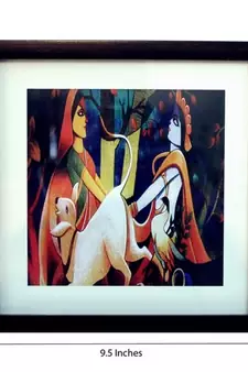 Radha Krishna Satin Matt Texture Framed UV Art Print