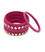 Girls Pink Kundan Stone Silk Thread Bangle