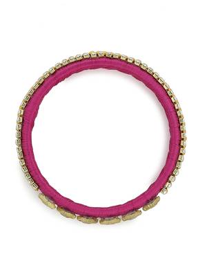 Girls Pink Kundan Stone Silk Thread Bangle 2