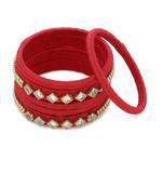 Girls Red Kundan Stone Silk Thread Bangle