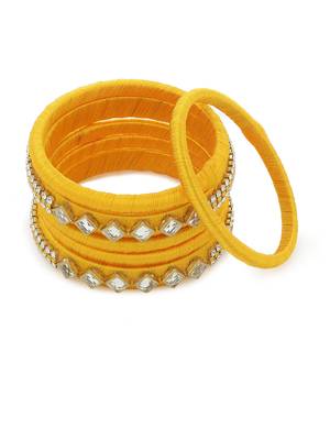 Girls Gold Kundan Stone Silk Thread Bangle 1