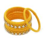 Girls Gold Kundan Stone Silk Thread Bangle