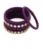 Girls Purple Kundan Stone Silk Thread Bangle