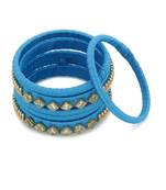 Girls Blue Kundan Stone Silk Thread Bangle