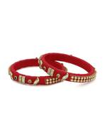 Girls Red Kundan Stone Silk Thread Bangle