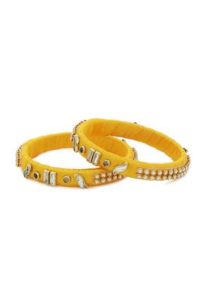 Girls Gold Kundan Stone Silk Thread Bangle 1