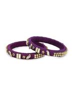 Girls Purple Kundan Stone Silk Thread Bangle