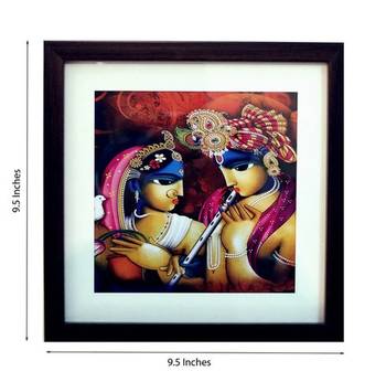 Radha Krishna Satin Matt Texture Framed UV Art Print 2