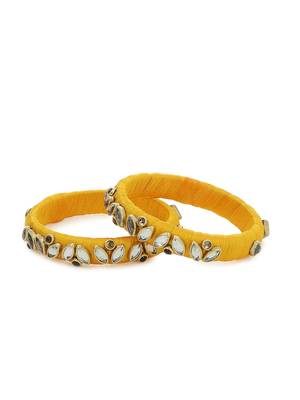 Girls Gold Kundan Stone Silk Thread Bangle 1