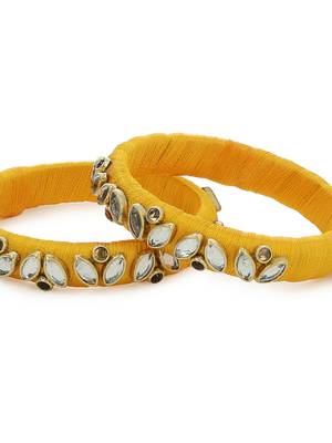 Girls Gold Kundan Stone Silk Thread Bangle 3