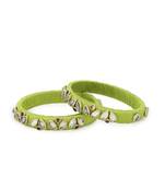 Girls Green Kundan Stone Silk Thread Bangle