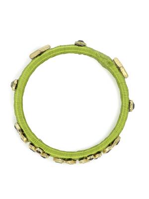 Girls Green Kundan Stone Silk Thread Bangle 2