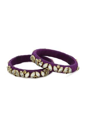 Girls Purple Kundan Stone Silk Thread Bangle 1