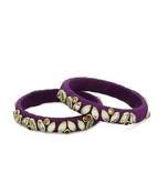 Girls Purple Kundan Stone Silk Thread Bangle