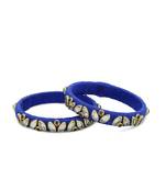 Girls Blue Kundan Stone Silk Thread Bangle