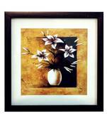 Abstract Pot and Flower Theme Satin Matt Texture Framed UV Art Print