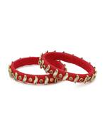 Girls Red Kundan Stone Silk Thread Bangle
