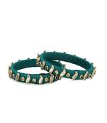 Girls Green Kundan Stone Silk Thread Bangle