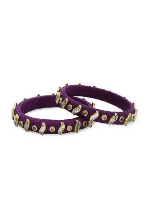 Girls Purple Kundan Stone Silk Thread Bangle 1