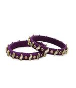 Girls Purple Kundan Stone Silk Thread Bangle