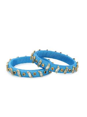 Girls Blue Kundan Stone Silk Thread Bangle 1