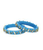 Girls Blue Kundan Stone Silk Thread Bangle
