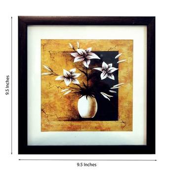 Abstract Pot and Flower Theme Satin Matt Texture Framed UV Art Print 2
