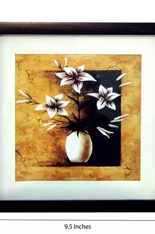 Abstract Pot and Flower Theme Satin Matt Texture Framed UV Art Print